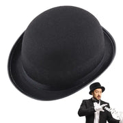 Black Top Hat Tuxedo Costume Hat Coachman Caps Classic Black Bowler Derby Hat Felt Halloween Costume Accessory For Party Cosplay